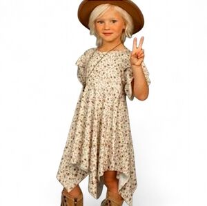 Joyfolie Mia Joy Asymmetrical Miana Boho Style Floral Dress Girls Size 7‎